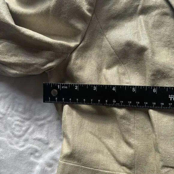 Isaac Mizrahi Linen Trench Coat Beige Size XL Satin Lined Shimmer Long - Picture 10 of 16